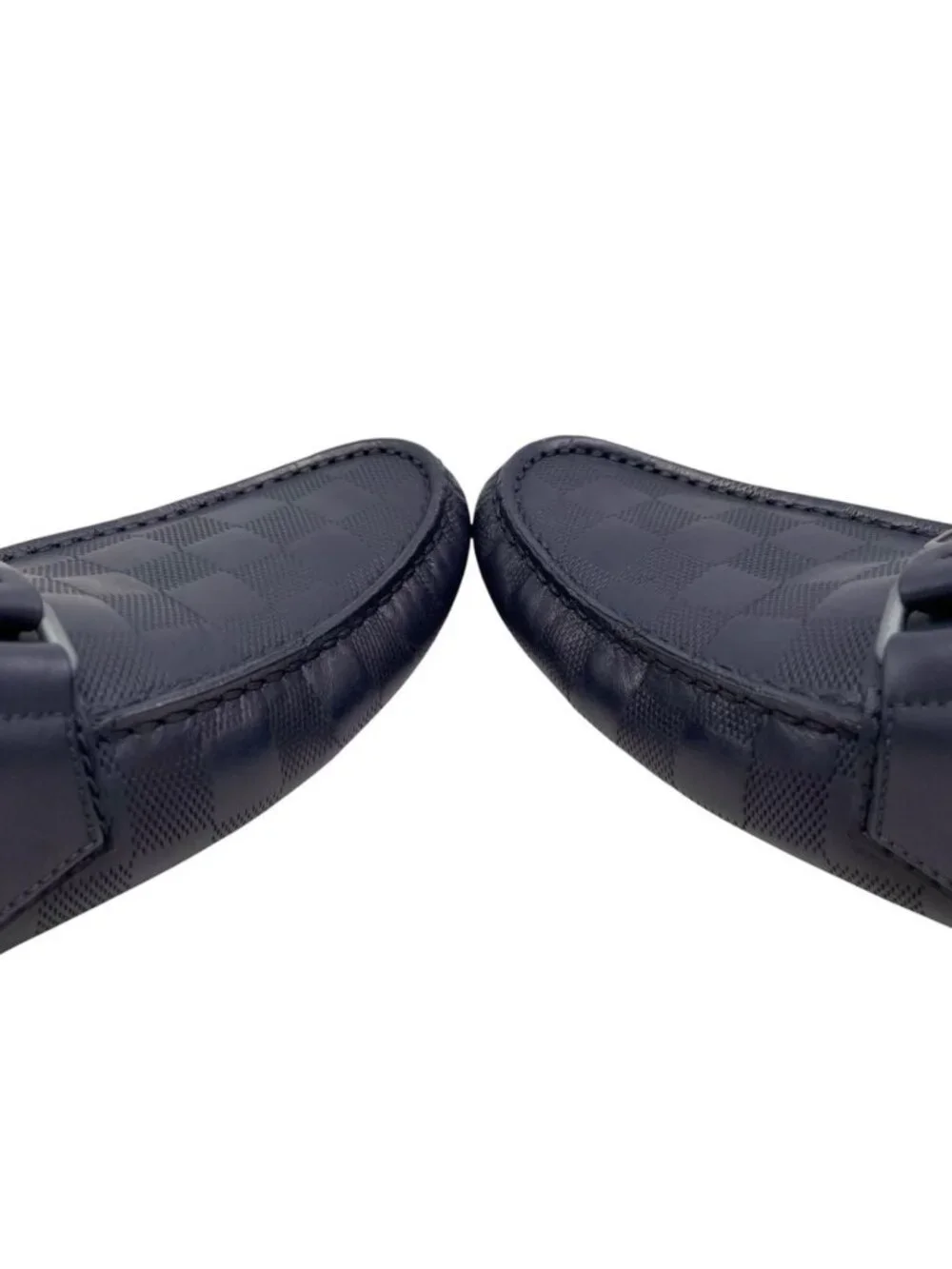 Louis Vuitton Loafers Hockenheim Line Driving Shoes 6 Damier LV Logo Navy